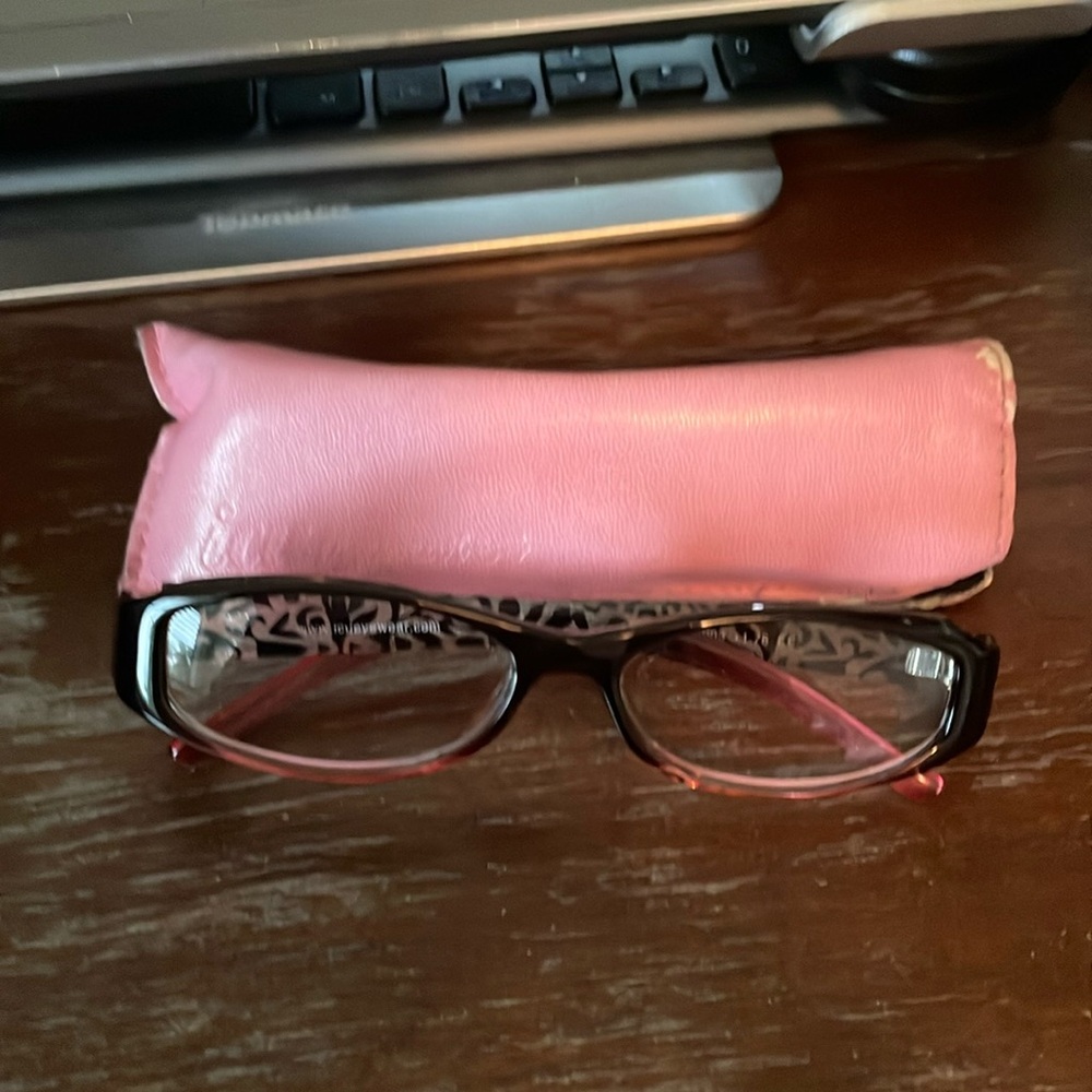 ICU eyewear 29151003 black and pink pattern +1.75 readers with pink soft case